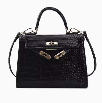 Sac noir nouveau style sac femme mode haut de gamme motif crocodile bandoulière élégant sac à main ED0086