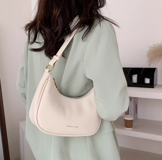 Sac à bandoulière blanc demi-lune, sac messager à une épaule, sac à bandoulière ED0095