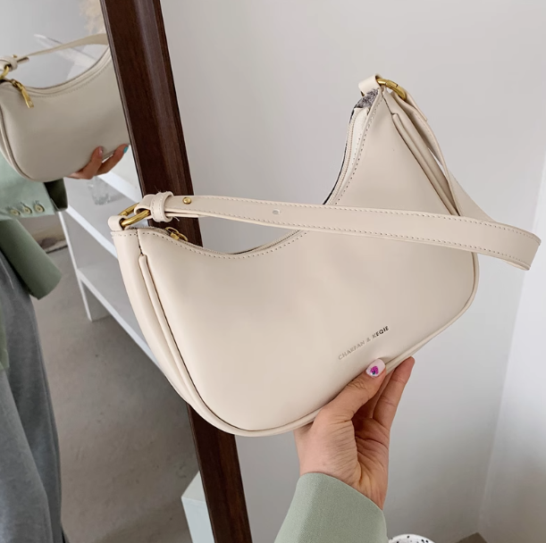 Sac à bandoulière blanc demi-lune, sac messager à une épaule, sac à bandoulière ED0095