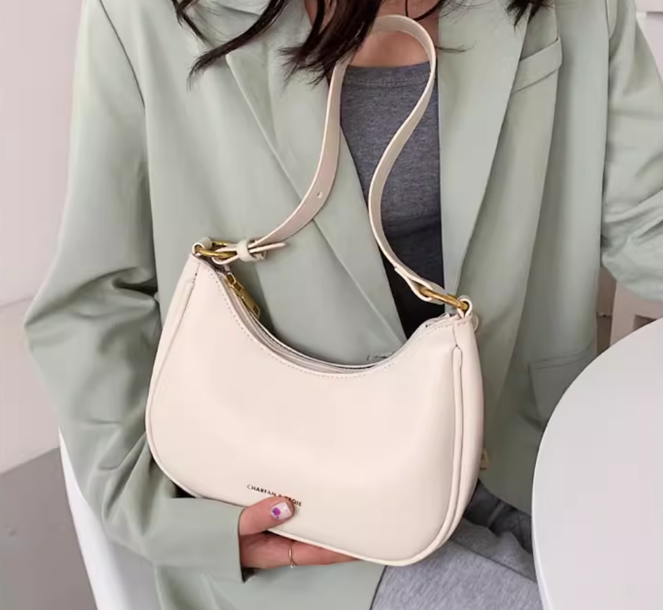 Sac à bandoulière blanc demi-lune, sac messager à une épaule, sac à bandoulière ED0095