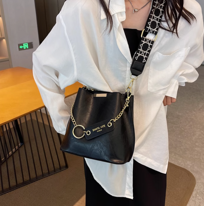 Sac seau à bandoulière simple et tendance, sac messager à large bande ED01006