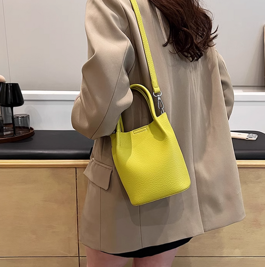 Macaronfarbene Umhängetasche, Crossbody Bucket Bag ED01007
