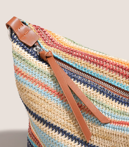 Rainbow Straw Large Capacity Woven Bag Shoulder Messenger Bag ED01011