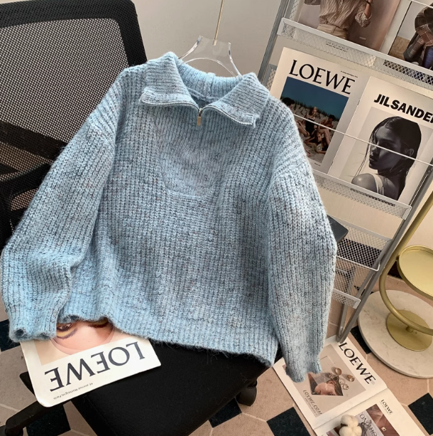 Rollkragenpullover mit halbem Reißverschluss ED01021