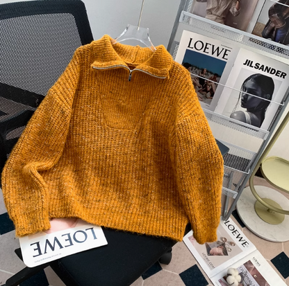 Rollkragenpullover mit halbem Reißverschluss ED01021
