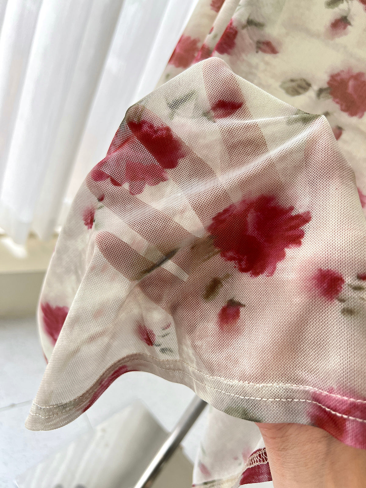 Französisches rotes florales Sling-Teekleid ED01047 