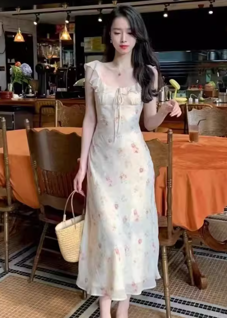 Gentle French sleeveless Sweet Floral Dress  ED01049
