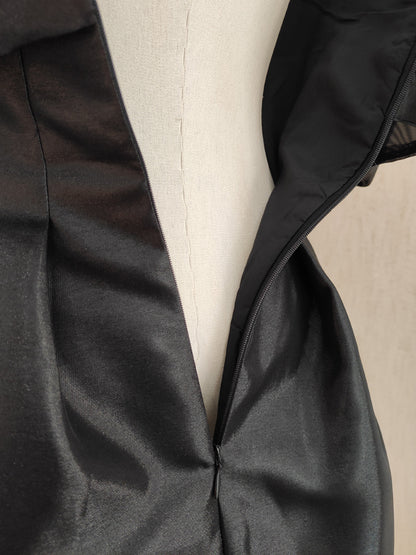 Schwarzes, schulterfreies, kurzes A-Linien-Ballkleid aus Tüllsatin, rosa Homecoming-Kleid ED01054
