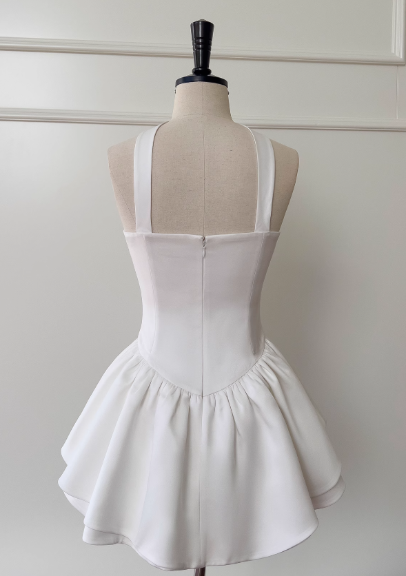 Fairytale White Strapless Prom Dress 🤍Elegant Birthday Short Party Dress 