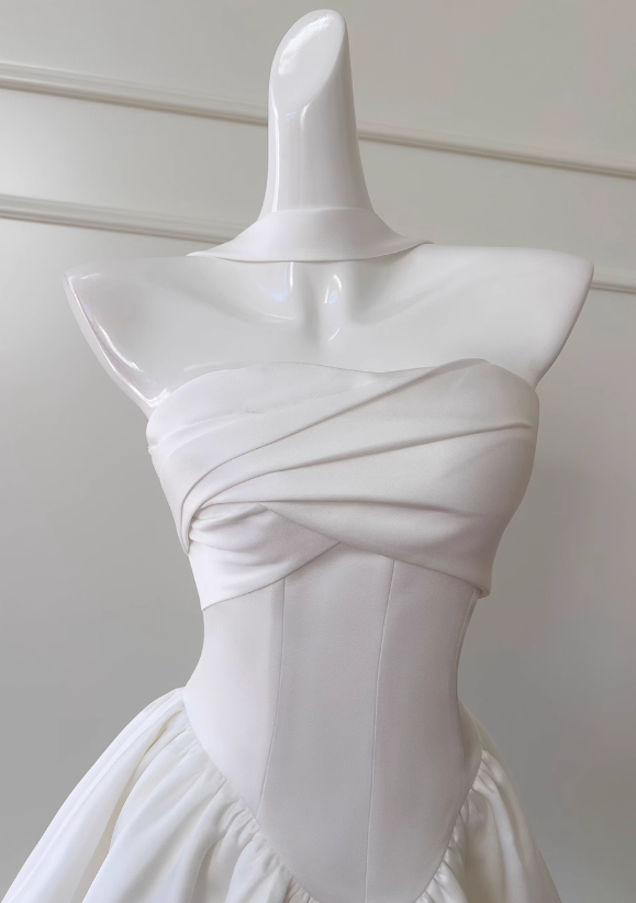 Fairytale White Strapless Prom Dress 🤍Elegant Birthday Short Party Dress 