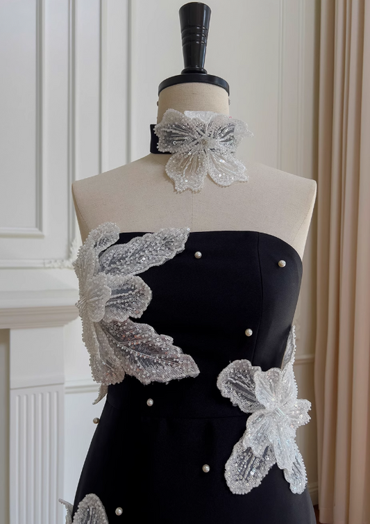 Trägerloses schwarzes kurzes A-Linien-Ballkleid Homecoming-Kleid ED01117