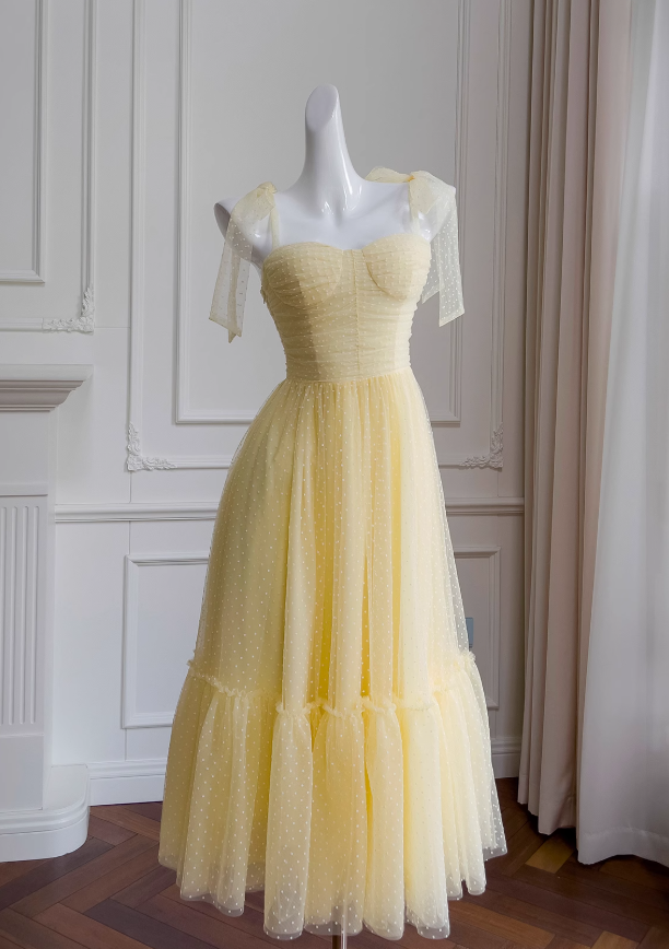 Gelbes A-Linien-Kurzballkleid aus Tüll mit herzförmigem Ausschnitt, gelbes Homecoming-Kleid ED01156