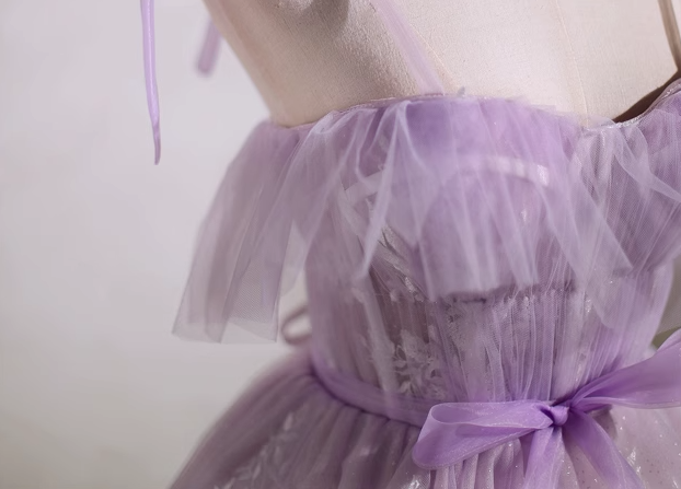 Purple A-line sweetheart neckline tulle lace short prom dress, purple homecoming dress ED01157