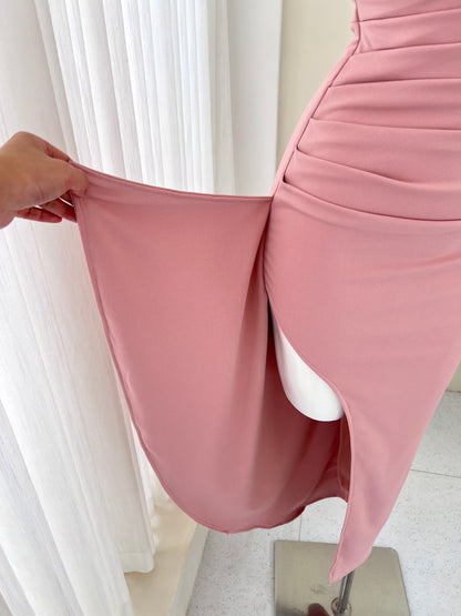 Pink strapless slim dress party dress ED01164