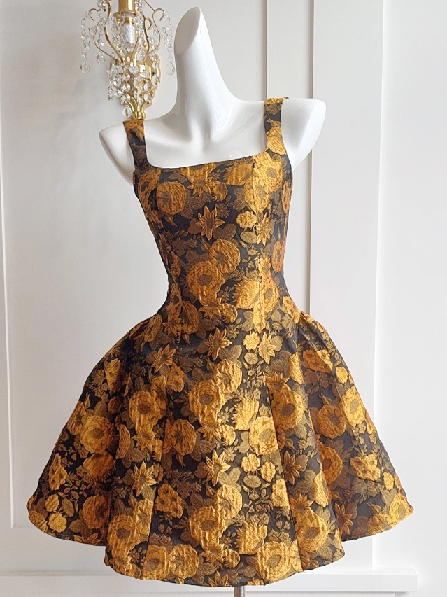 Robe à bretelles à fleurs 3D françaises ED01171