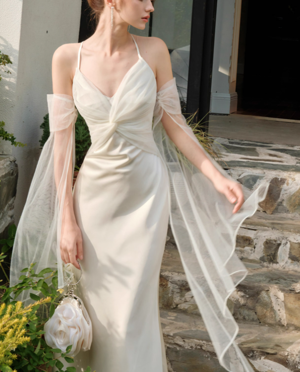 French tulle satin suspender dress party mermaid dress ED01186