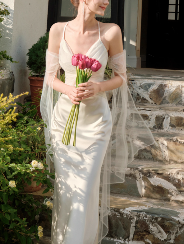French tulle satin suspender dress party mermaid dress ED01186