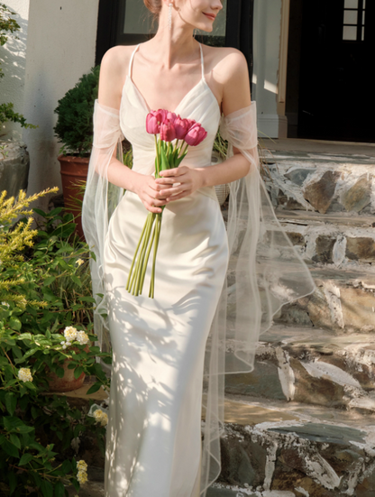 French tulle satin suspender dress party mermaid dress ED01186