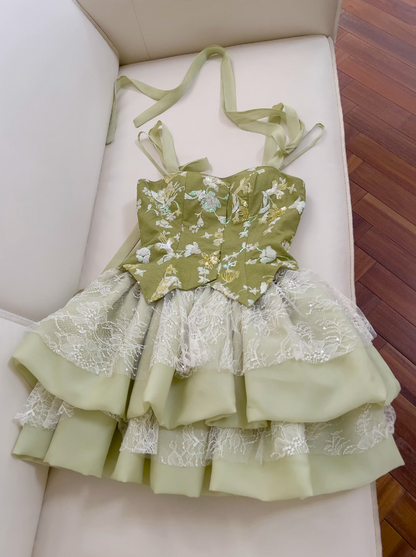 Olive Green A-line Mesh Lace Sequined Short Prom Dress Homecoming Dress ED01198