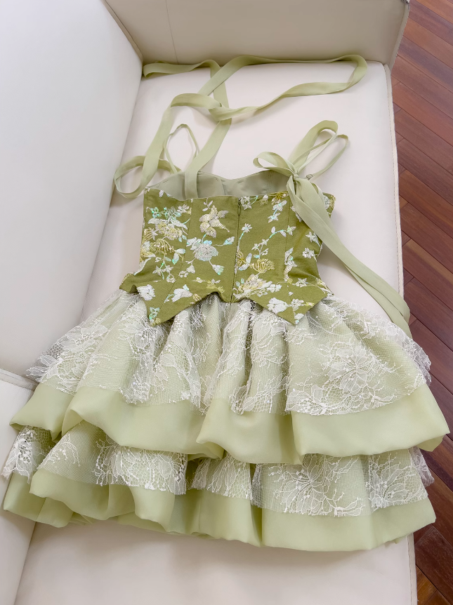 Olive Green A-line Mesh Lace Sequined Short Prom Dress Homecoming Dress ED01198