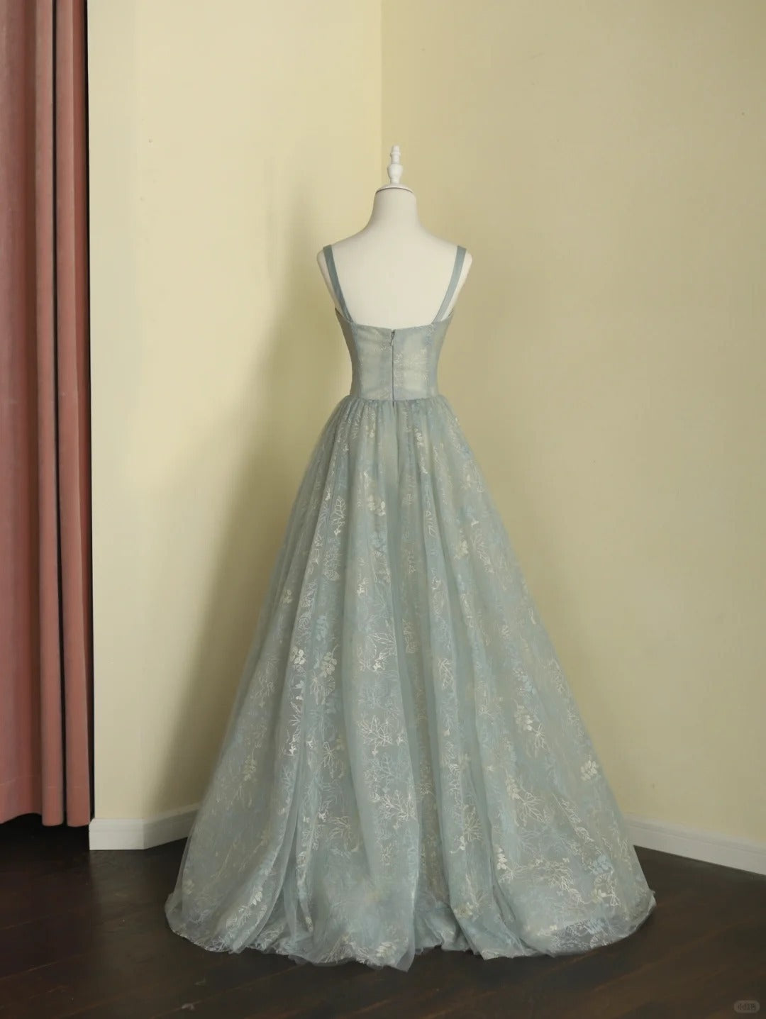 Classy Light Apricot Spaghetti Straps Tulle Sequin A Line Long Party Dress Evening Dress
