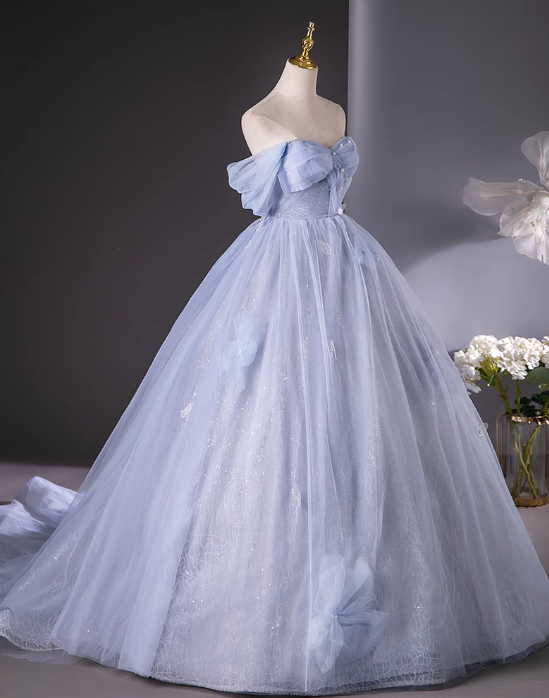 A-line Sweetheart Neck Tulle Long Prom Dress, Sweet Formal Dress ED01238