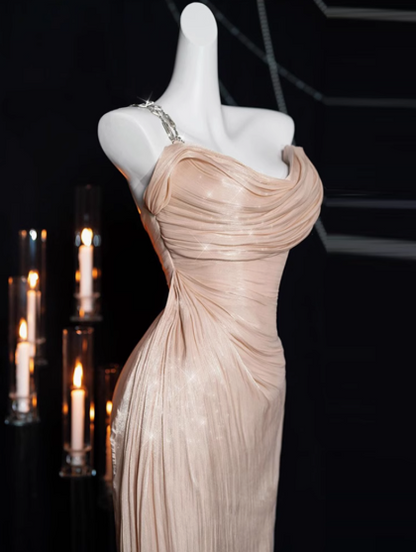 Langes Ballkleid aus Satin mit einer Schulter, formelles Kleid ED01239
