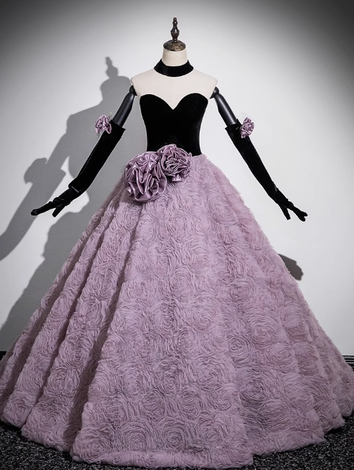 Robe de bal longue en tulle et velours, coupe trapèze, décolleté en cœur, pour les 16 ans, ED01241
