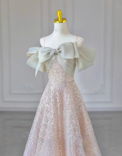 Robe de bal longue trapèze à bretelles spaghetti en tulle et paillettes, robe Sweet 16 ED01258