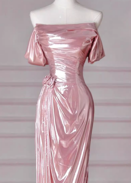 Robe de bal longue rose sirène sans bretelles, robe rose Sweet 16 ED01270