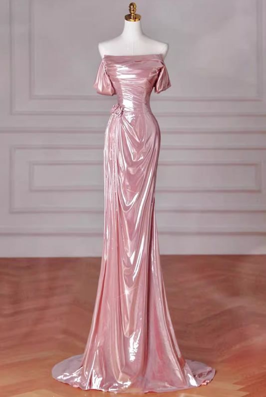 Robe de bal longue rose sirène sans bretelles, robe rose Sweet 16 ED01270
