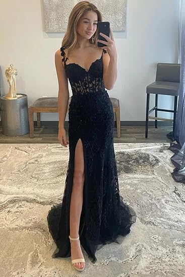 Purple Mermaid Lace Long Prom Dress, Purple Formal Evening Dress ED01287