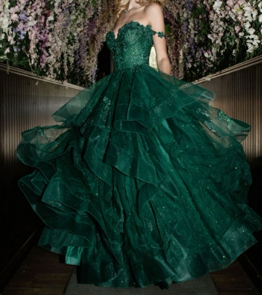 Dark Green A Line V Neck Tulle Sequin Lace Long Prom Dress,Dark Green Formal Prom Dress ED01306