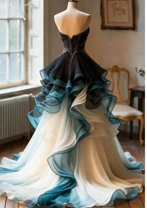 Vintage A-line sweetheart neckline tulle sequin long prom dress, formal evening dress ED01317