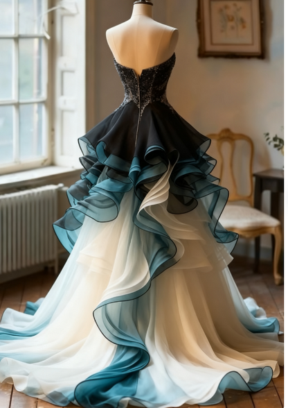 Vintage A-line sweetheart neckline tulle sequin long prom dress, formal evening dress ED01317