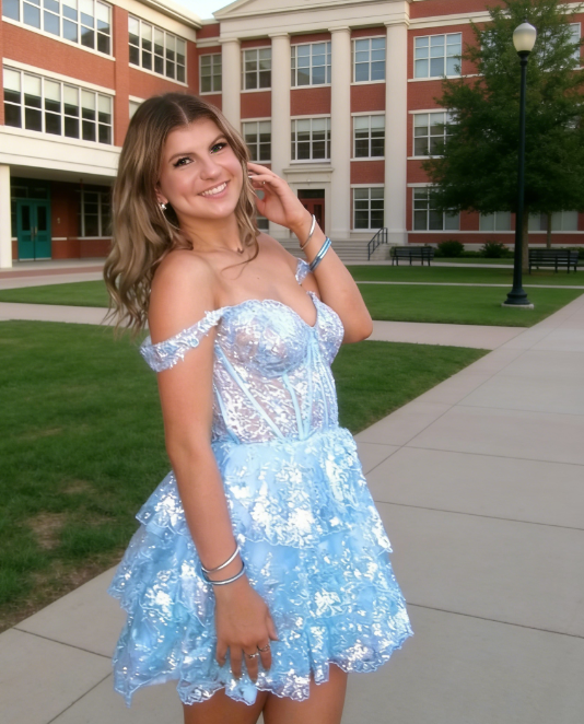A-Line Sweetheart Tiered Short Homecoming Dress ED01328