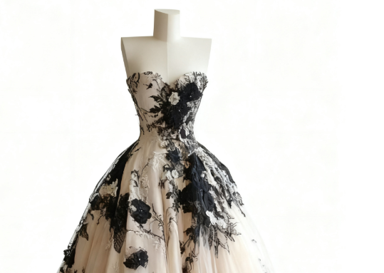 Light Champagne A-line Sweetheart Neckline Tulle Applique Wedding Dress, Vintage Long Evening Gown ED01330