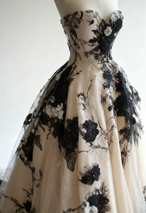 Light Champagne A-line Sweetheart Neckline Tulle Applique Wedding Dress, Vintage Long Evening Gown ED01330