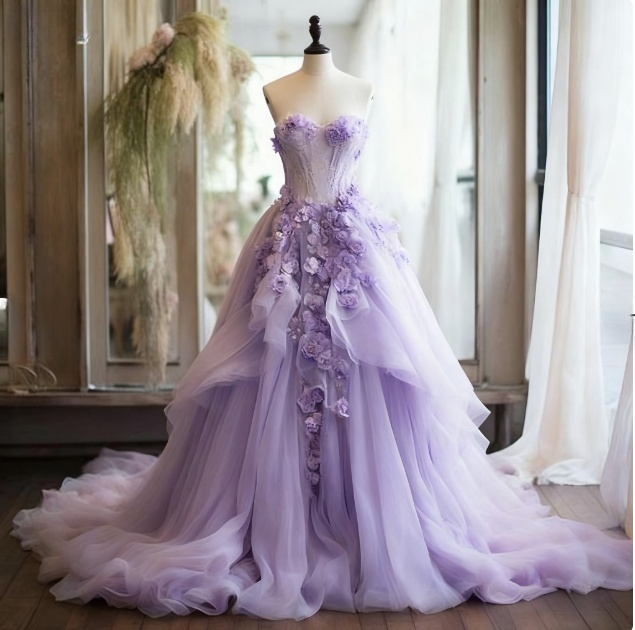 Pink Vintage A-line Sweetheart Lace Tulle Long Evening Gown Applique Wedding Dress  ED01364