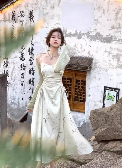 Neue Chinesische stil strumpf satin plissee taille sanfte temperament langen rock ED0136