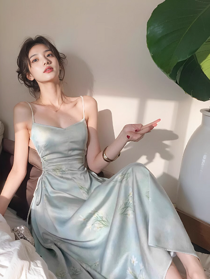 Neue Chinesische stil strumpf satin plissee taille sanfte temperament langen rock ED0136