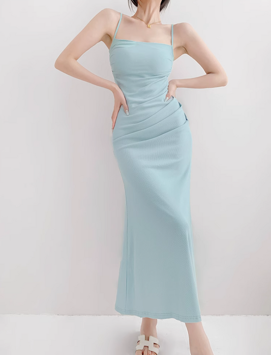 Red mermaid spaghetti strap long dress ED01391