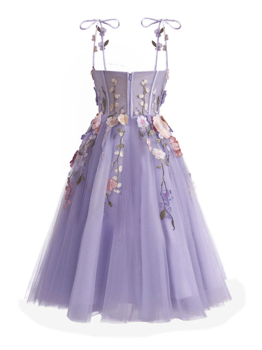 A-Linie Herzförmiger Ausschnitt Lavendel Applikation Mini Kurzes Ballkleid Homecoming Kleid ED01393