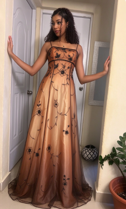 Vintage Blue Gradient Empire Prom Dresses Backless Romantic Beaded Evening Dresses Guest Dresses ED01406