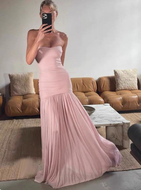Robe de bal longue rose style sirène, tenue de soirée formelle, ED01408