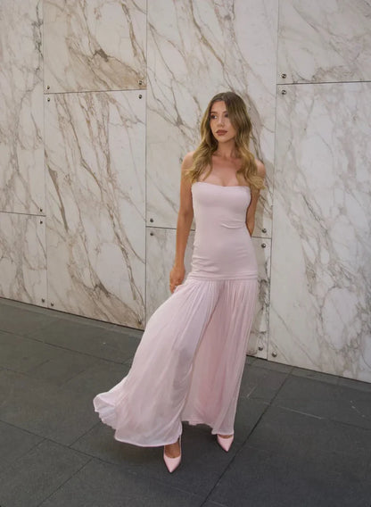 Modest Mermaid Pink Long Prom Dresses Formal Graduation Party Dress Evening Dress ED01408