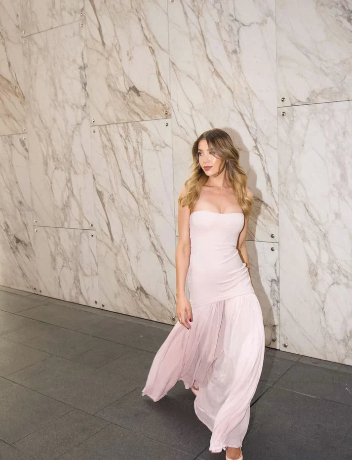 Modest Mermaid Pink Long Prom Dresses Formal Graduation Party Dress Evening Dress ED01408
