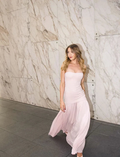 Modest Mermaid Pink Long Prom Dresses Formal Graduation Party Dress Evening Dress ED01408