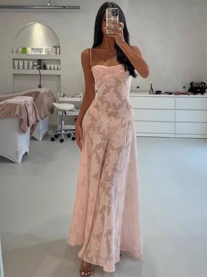 Jacquard sling slim evening gown long dress sling dress ED01435