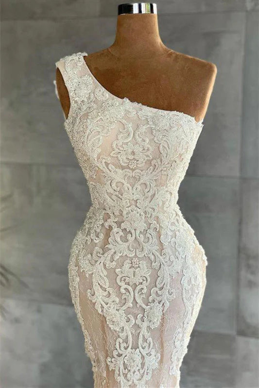 Robe de bal sirène asymétrique en dentelle, longueur au sol, sans manches, ED01451